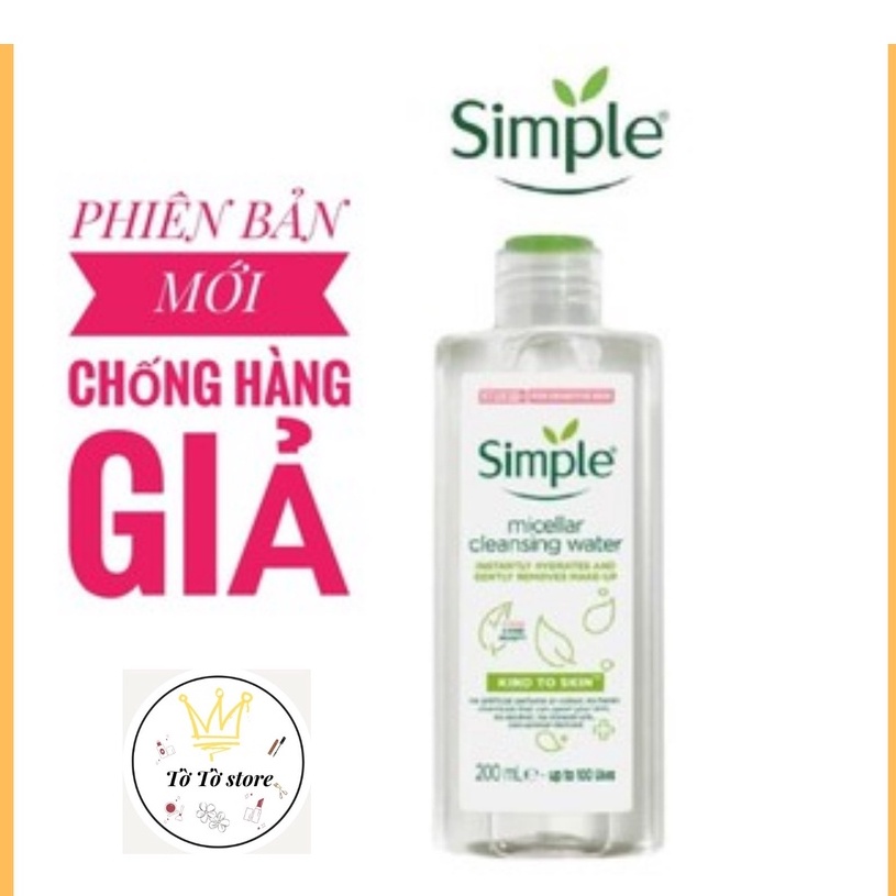 Nước Tẩy Trang Simple Micellar Cleansing Water 200ml [CÓ ẢNH THẬT]