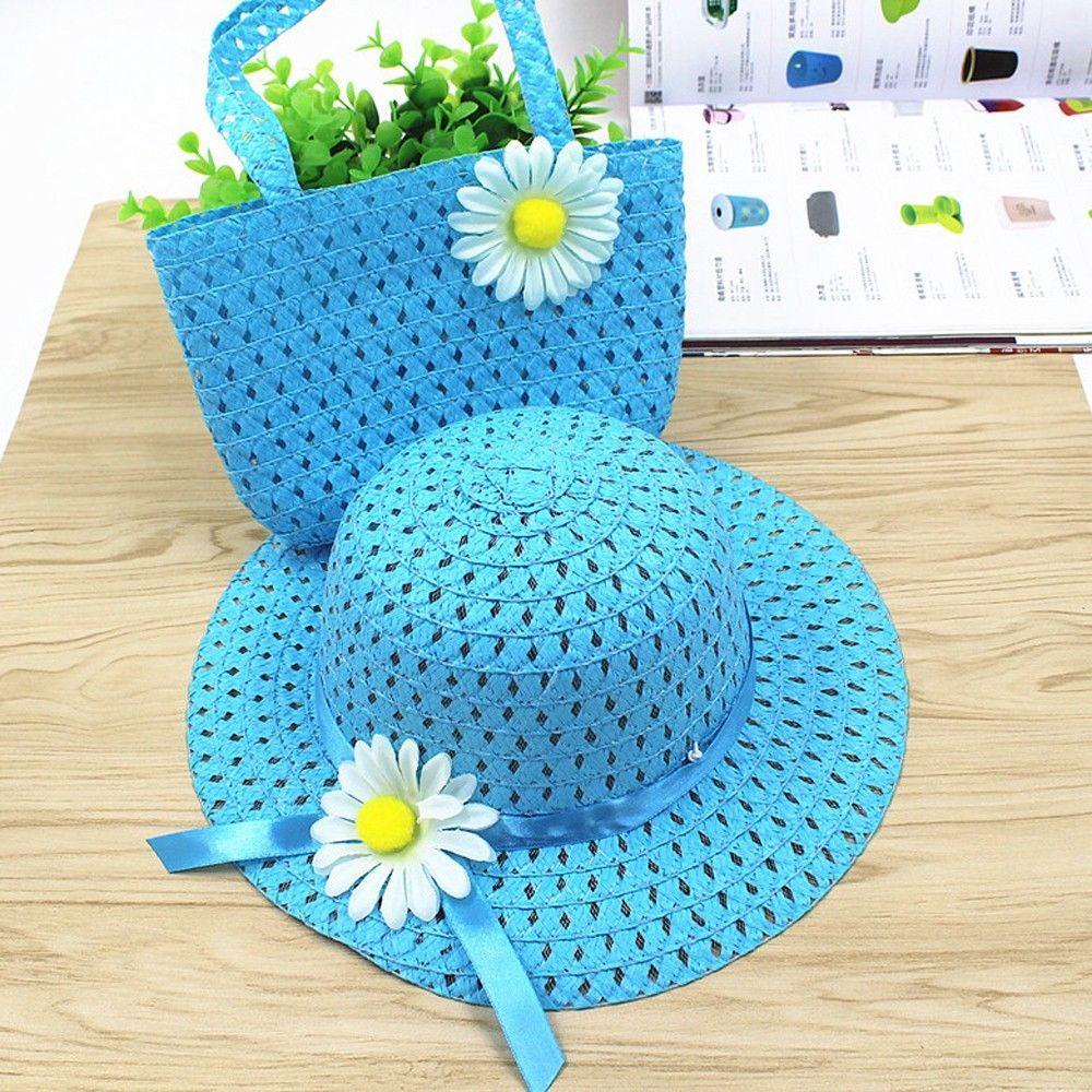 MOCHO Mũ Cói Đính Hoa Dễ Thương Thời Trang Mùa Hè Cho Bé Gái