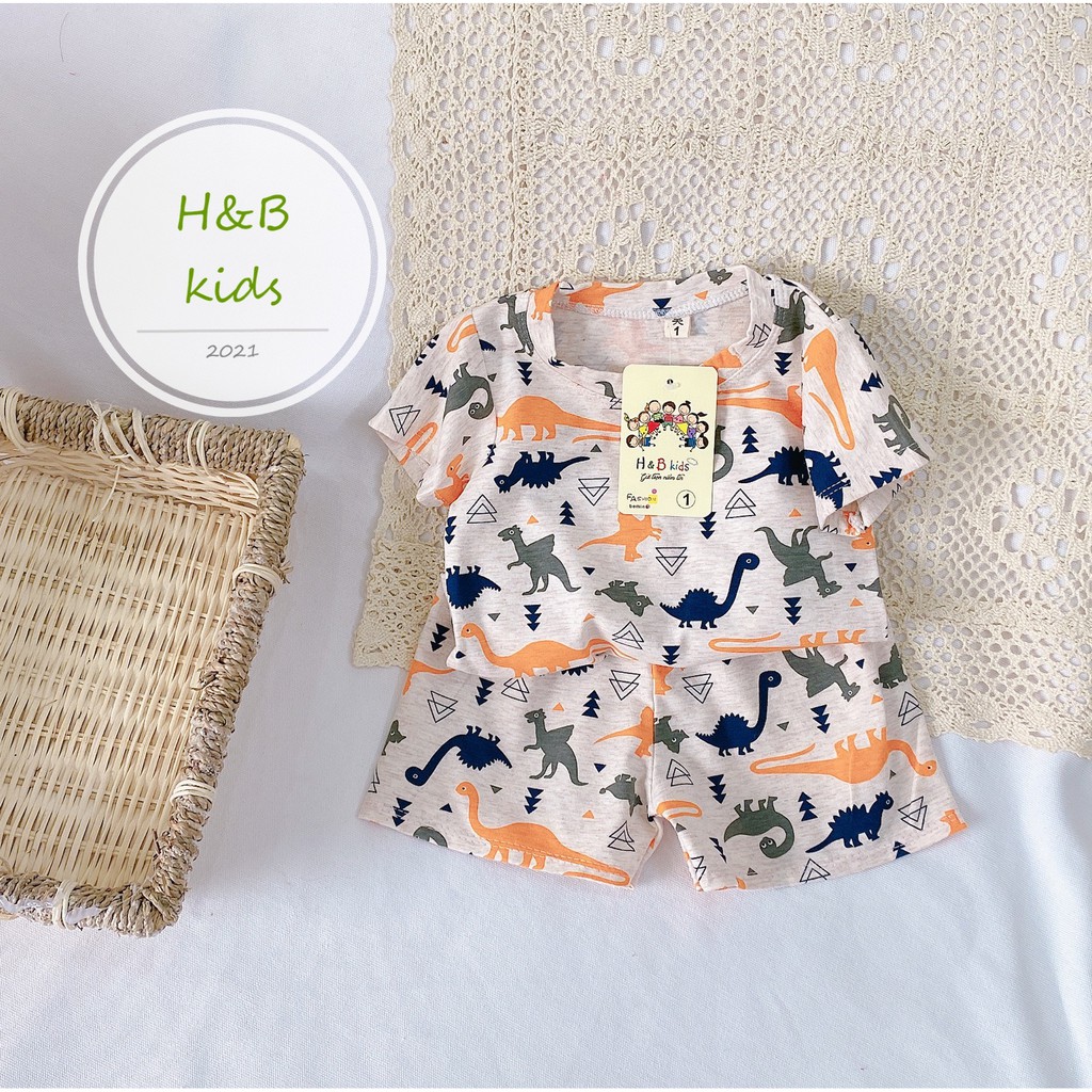 [Mã FASHIONXANH264 giảm 10K đơn 50K] Bộ Cộc Tay Vải Cotton Họa Tiết Đáng Yêu Cho Bé Unchi Store (QATE291)