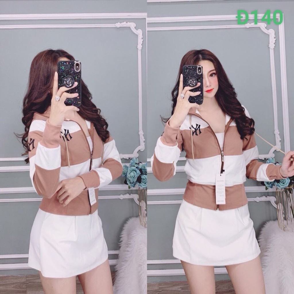 Áo khoác nữ thun da cá lửng phối màu sọc ngang NYN | BigBuy360 - bigbuy360.vn