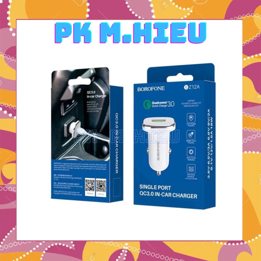 Tẩu sạc ô tô Borofone BZ12A QC3.0 - Sạc nhanh- Xe máy - Tẩu Sạc Ô tô, Xe Hơi Hyundai 1 Tẩu Tròn