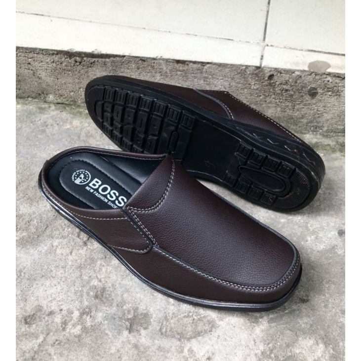 Giày không gót nam phom đẹp, mẩu mới, da mềm, mang êm chân..mã SP18..màu nâu..đế khâu sẵn rất chắc chắn