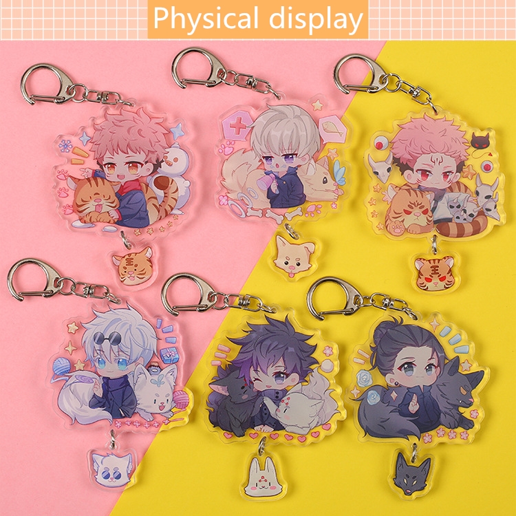 Móc chìa khóa acrylic in họa tiết hai mặt phong cách hoạt hình Yuji Itadori Gojo dễ thương