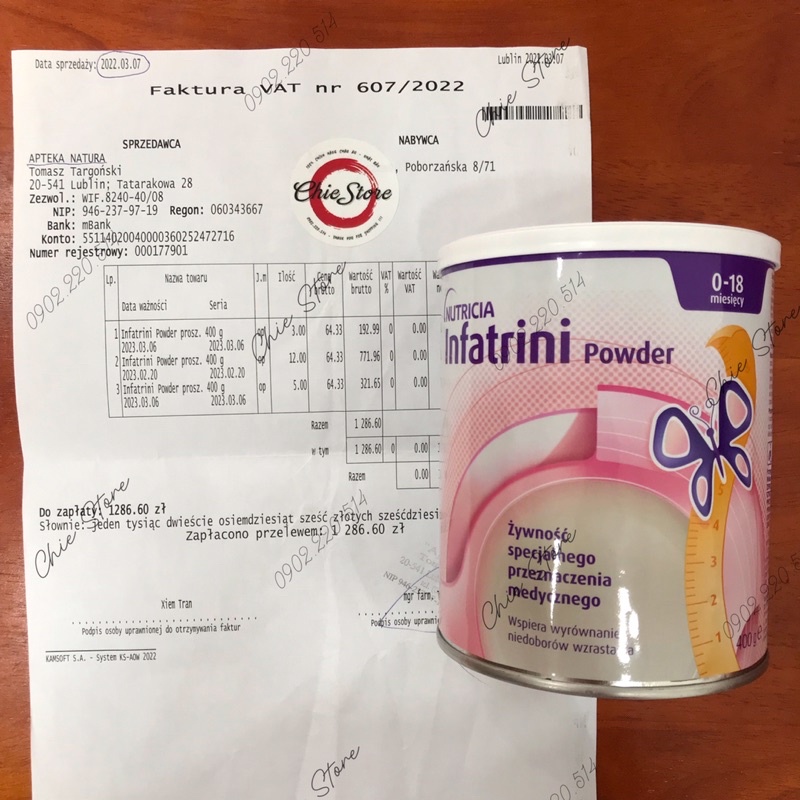 [VÔ ĐỊCH TĂNG CÂN] Sữa béo Infatrini 400g dành cho bé từ 0-18 tháng