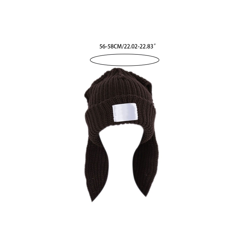 Mũ Beanie Dệt Kim Đính Tai Thỏ Tai Dài Dễ Thương