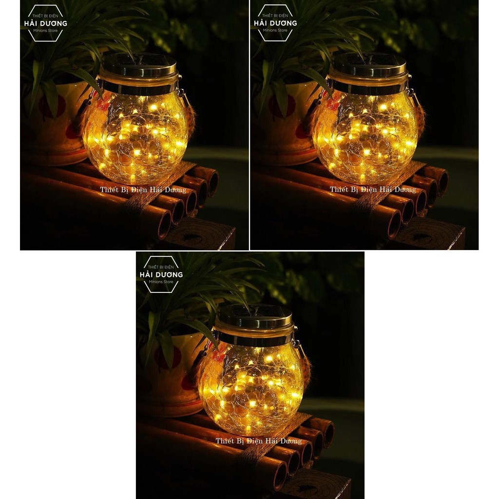 Combo 3 Lọ Thủy Tinh Đèn Led Treo Cây Năng Lượng Mặt Trời MT-145 đom đóm decor lạ mắt 3m 30 mắt - BH 1 năm - Siêu sáng
