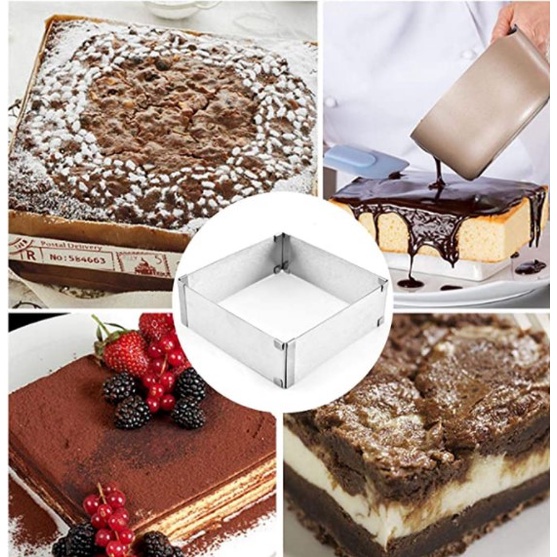 Khuôn ring mousse vuông có điều chỉnh kích thước 16cm - 28cm