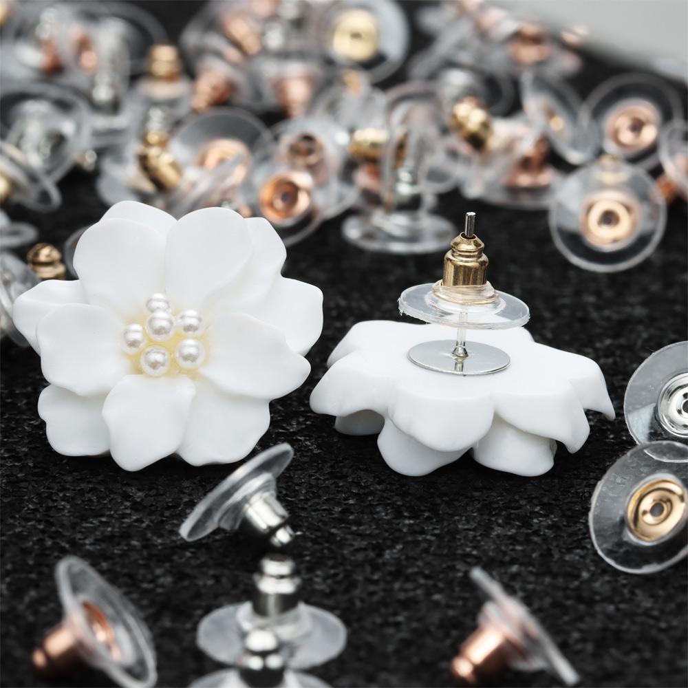 MIH Set 100 Nút Chặn Mặt Sau 100 Cái Hình Tròn Dùng Làm Bông Tai Diy