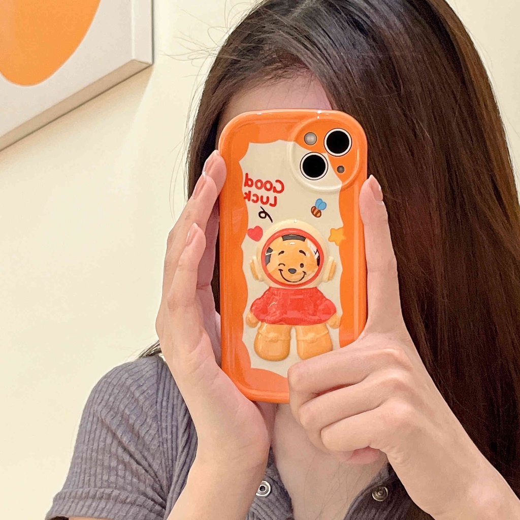 Ốp Điện Thoại IMD Họa Tiết Gấu Winnie Phi Hành Gia 3D Cho IPhone 13Pro Max Xr 11 12 Pro Max