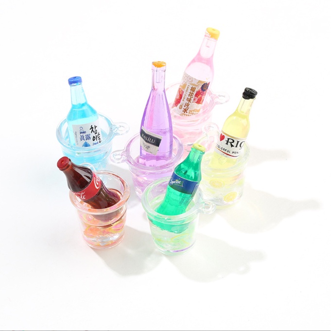 Charm mô hình chai nước ngọt ngâm xô đá cho các bạn trang trí nhà búp bê, làm móc khóa, DIY(SMD-2061)