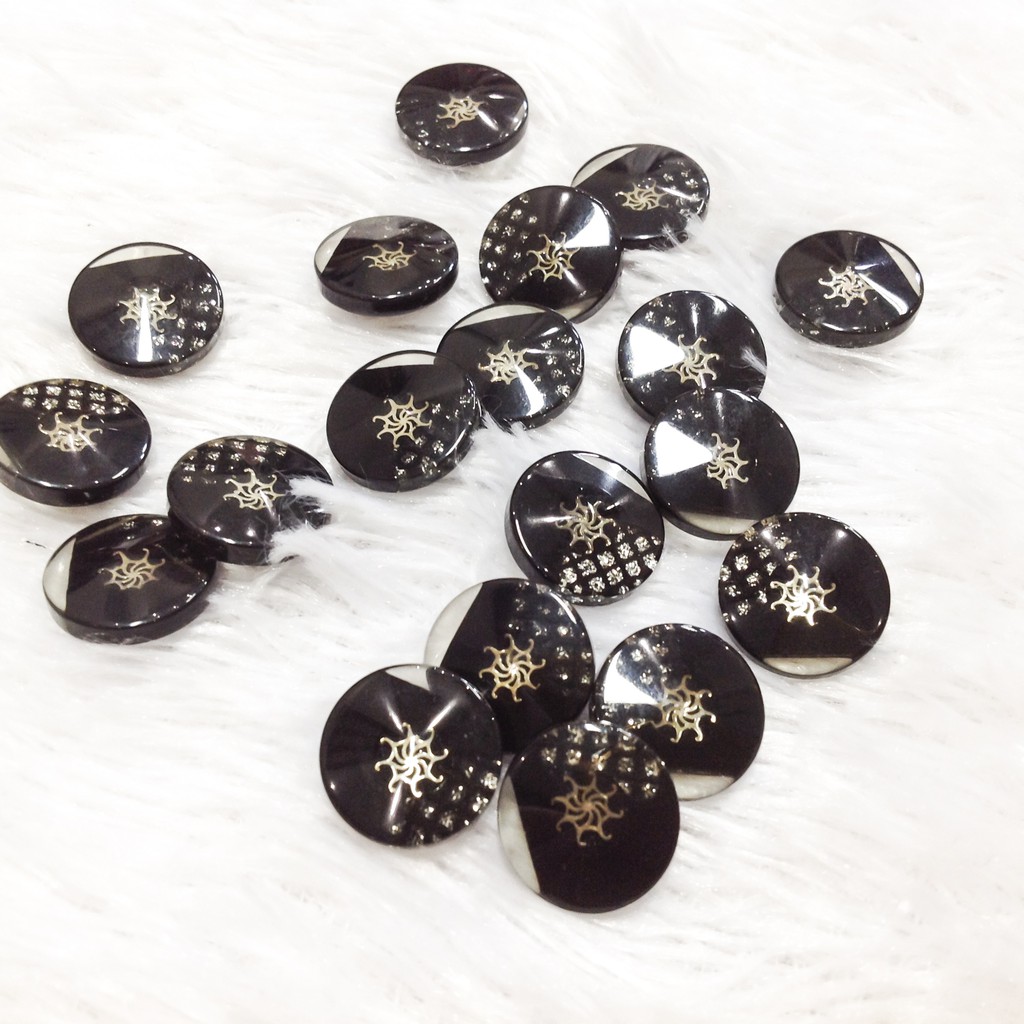 Nút áo trang trí tròn in họa tiết ánh sao ngân hà cúc áo kim tuyến lấp lánh siêu đẹp