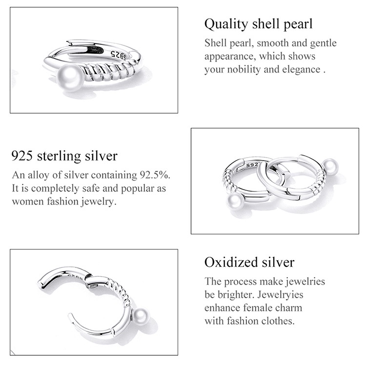 Bông tai BAMOER BAMOER bằng bạc 925 kiểu vỏ sò