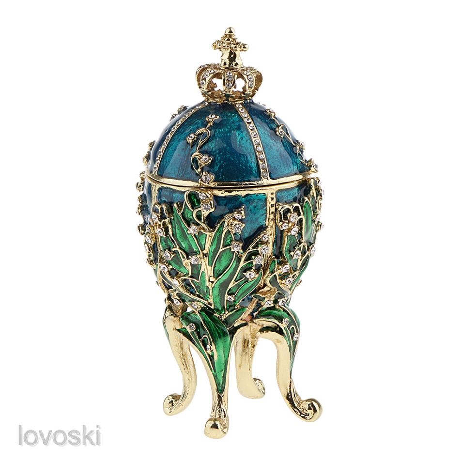 Hộp Đựng Trang Sức 4 Ngăn Hình Trứng Phục Sinh Đính Đá Sang Trọng Kèm Giá Đỡ