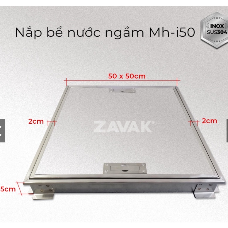 500x500x50mm - Nắp bể nước ngầm trong nhà . Lát gạch âm sàn, KT 50x50cm. Inox 304 chống gỉ