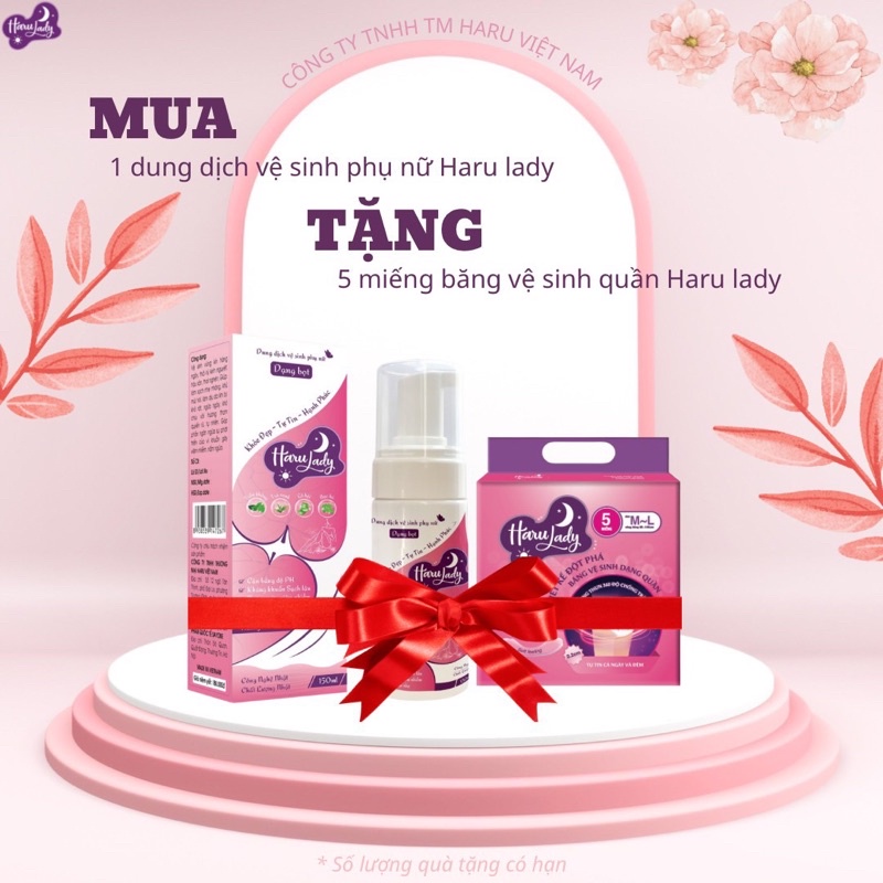 [TẶNG BĂNG VỆ SINH] Dung dịch vệ sinh phụ nữ dạng bọt HẢULADY trầu không, trà xanh ,lô hội …150ml