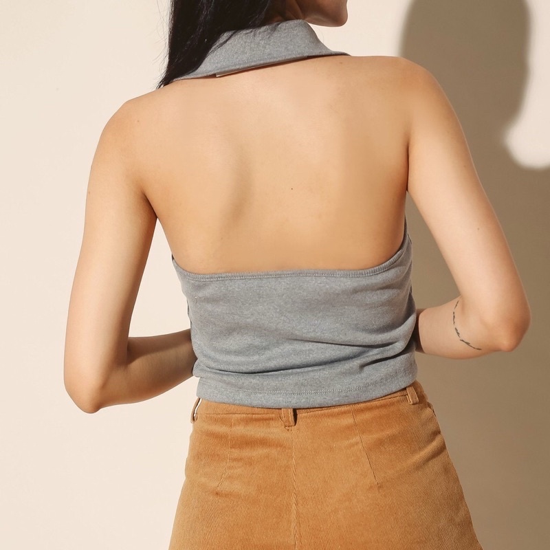 GingerBear - Áo Cổ Polo Hở Lưng - Polo Halter Croptop