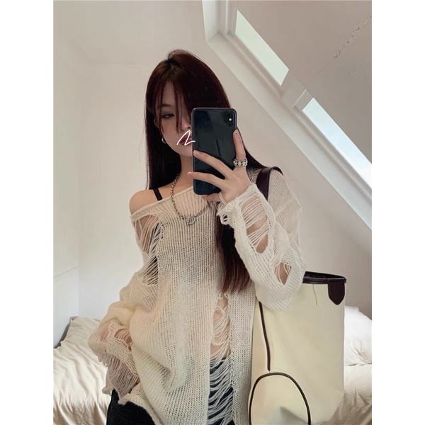 TKLIHN Áo len rách HOT TREND ULZZANG lưới rách FASHIONITA 2022