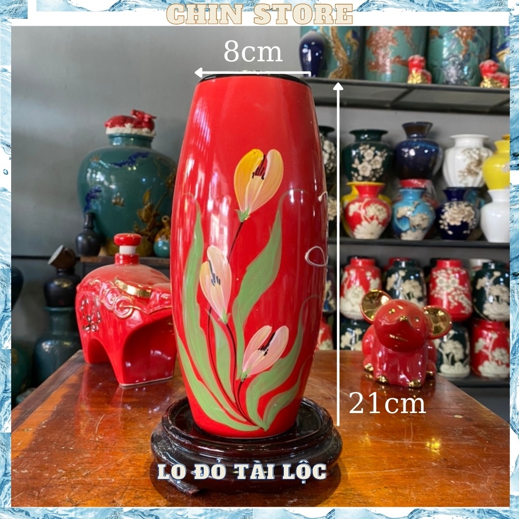 Lọ hoa decor tài lộc BÁT TRÀNG cao cấp họa tiết thủ công , men bóng mẫu đa dạng cao 21cm, 25cm