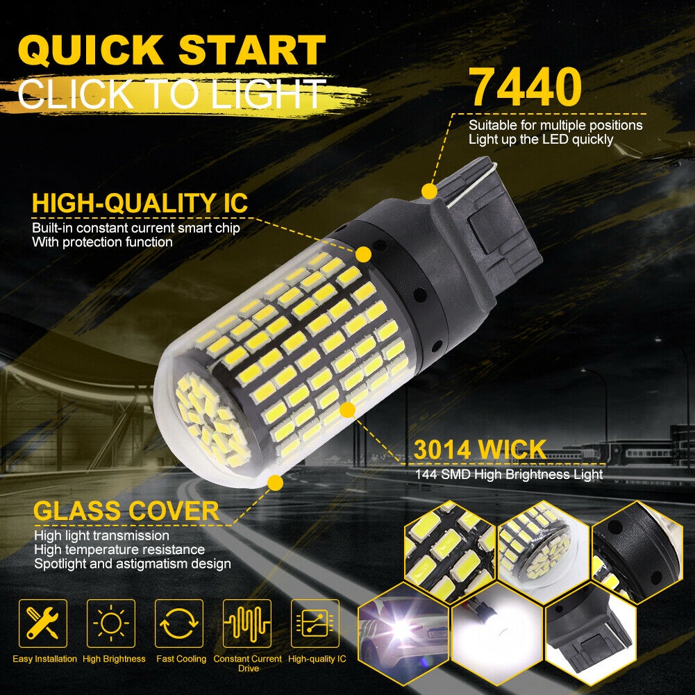 Bóng Đèn Led Xi Nhan Chân T20 7440 - Dùng Cho Xe Hơi Ô Tô 144SMD 3014