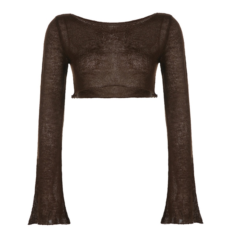 Brroa Ins Áo Sơ Mi Tay Loe Chống Nắng Xuyên Thấu Gợi Cảm Mùa Hè Hàn Quốc