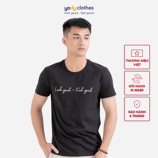 Áo thun phông nam YODY cổ tròn tay ngắn vải cotton mát mẻ PPM3461