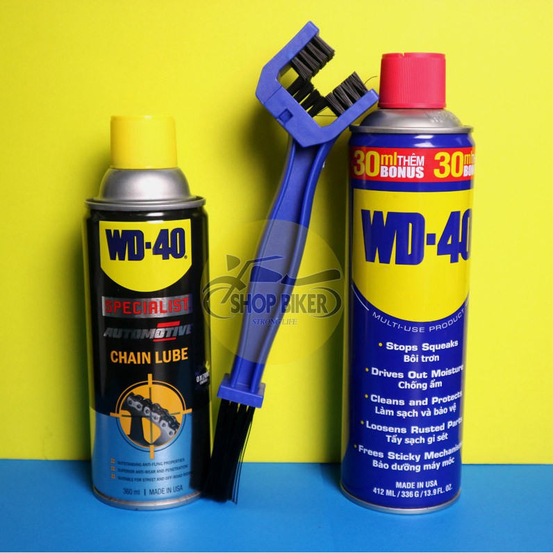 Combo xịt đa năng và bảo dưỡng sên WD- 40 ( Tặng cọ vệ sinh sên )