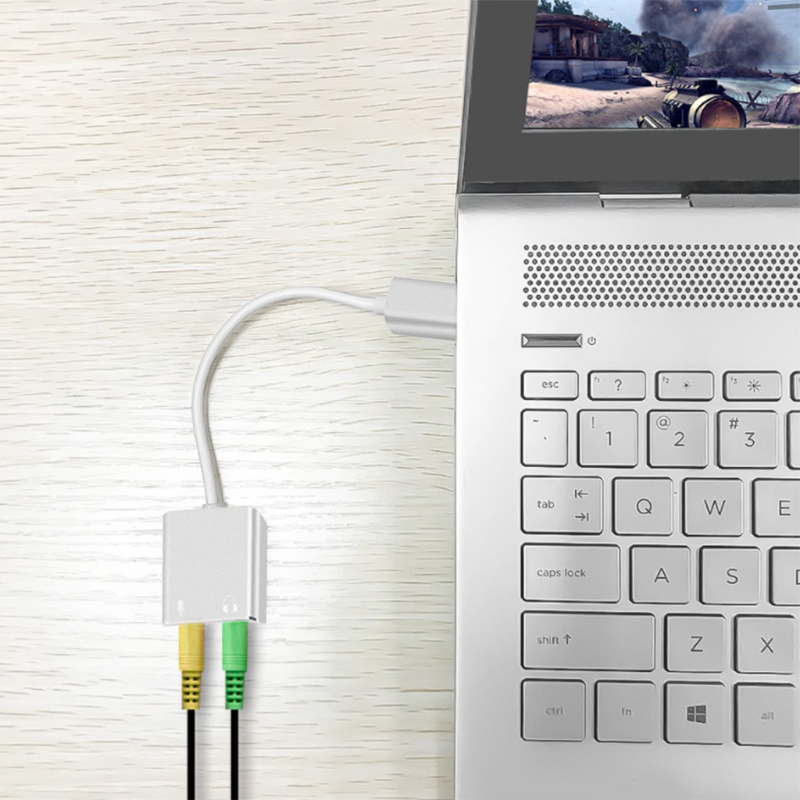 Thẻ Âm Thanh Nổi BT USB Type c Kèm Tai Nghe Và Mic Giắc Cắm 3.5mm