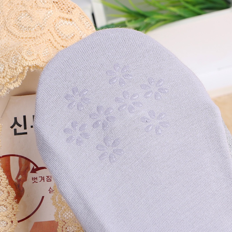 Tất Cotton Cổ Thấp Phối Ren Chống Trượt Thời Trang Cho Nữ