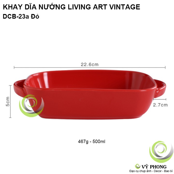 KHAY SỨ NƯỚNG DĨA SỨ NƯỚNG LIVING ART VINTAGE BẮC ÂU TRANG TRÍ BẾP ĐẠO CỤ CHỤP HÌNH SẢN PHẨM INS DCB-23