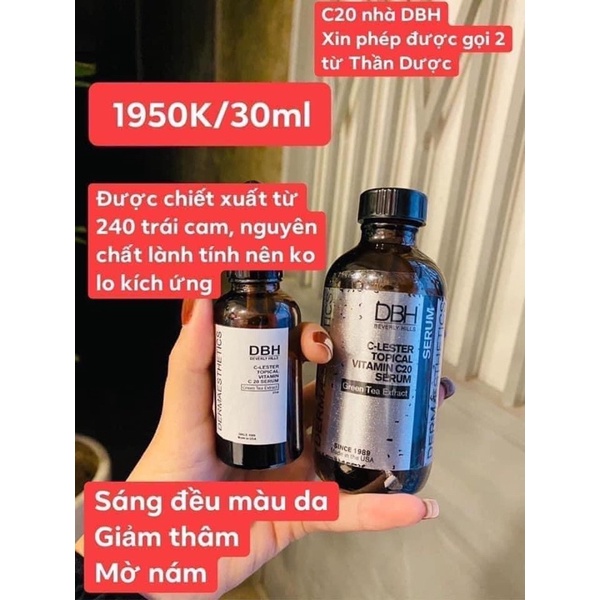 Tinh chất dưỡng trắng mờ thâm nám serum vitamin c C10 C20 DBH C-lester topical vitamin c10 c20