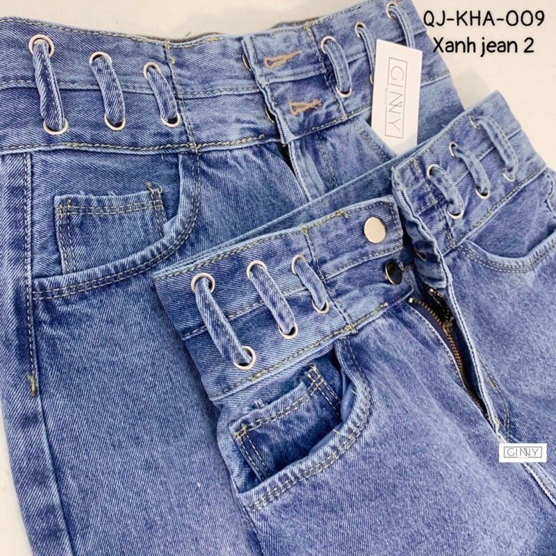 Quần Baggy Nữ Jean Hack Dáng KHA-009 | Quần Jean Cạp Cao | Vải Jean Wash Xịn | GinHouse Shop