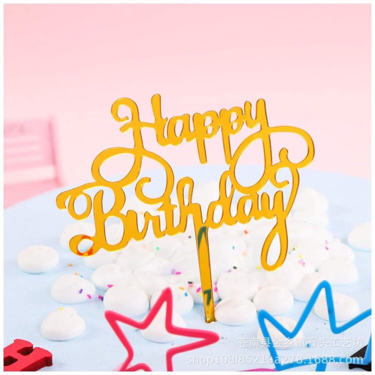 Trang Trí Sinh Nhật - Combo 10 chiếc Meka TRÁNG GƯƠNG HPBD CONG VÀNG