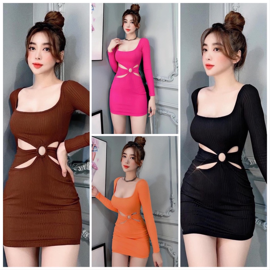 Đầm Body Tay Dài Khoen Kiểu