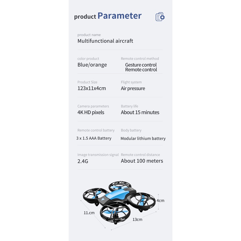 Drone V8 Mini Điều Khiển Từ Xa Cảm Ứng Dùng Làm Quà Tặng / Chụp Ảnh 4k HD Với Camera Điện Thoại Di Động