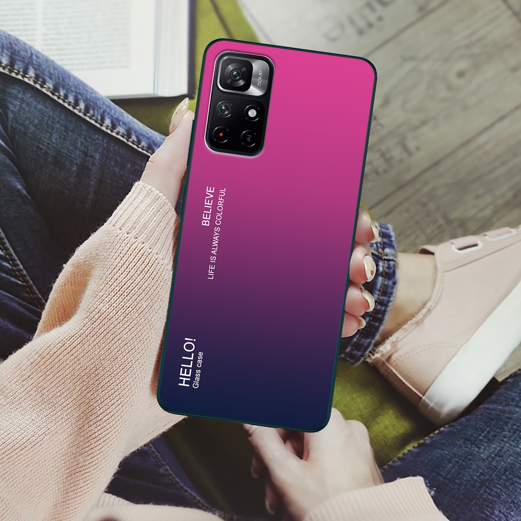 Ốp lưng Xiaomi Redmi Note 11 - Gradient edition, chất liệu kính cường lực