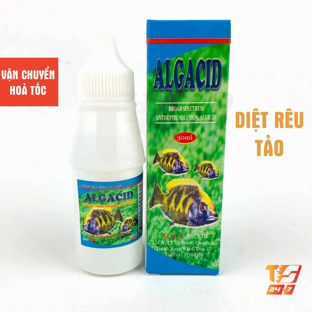 Dung Dịch Diệt Rêu, Tảo ALGACID 30ml - Khử Khuẩn, Rêu Hại Làm Đục Nước Hồ Cá