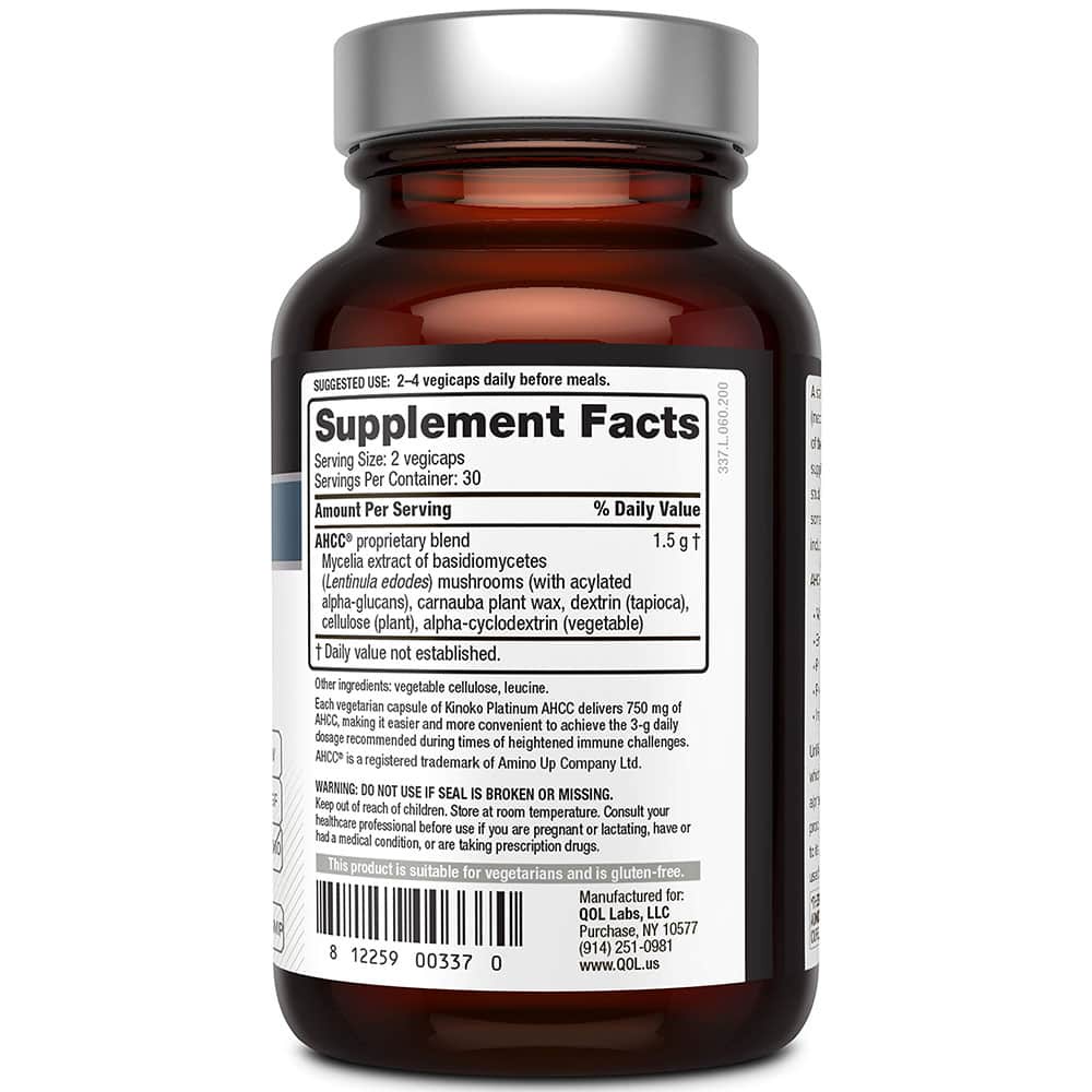 Viên uống tăng cuờng hệ miễn dịch Quality Of Life Kinoko Platinum AHCC 750mg 60 viên