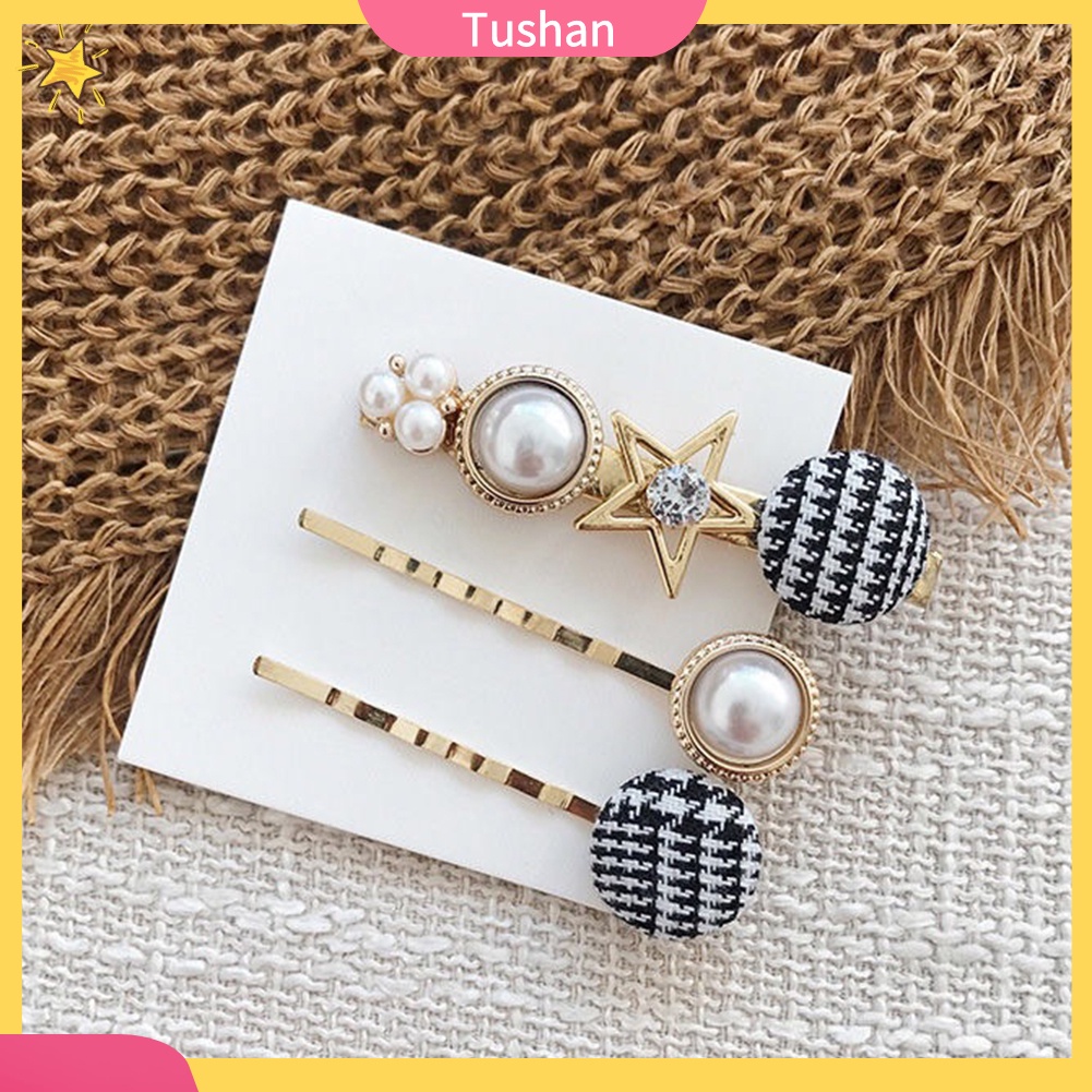 Set 3 Kẹp Tóc Nữ Đính Ngọc Trai