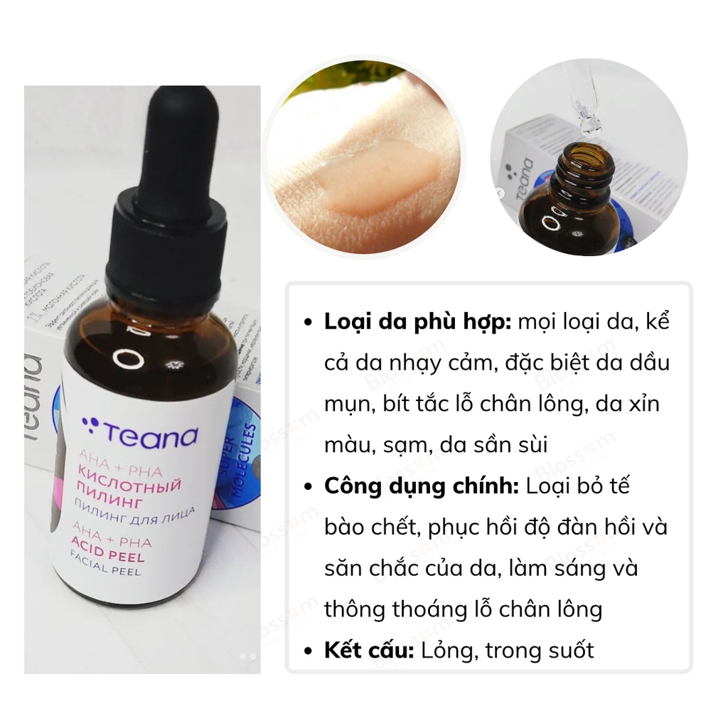 Tẩy da chết Peel da hoá học TEANA 10% AHA Glycolic Acid + 5% PHA