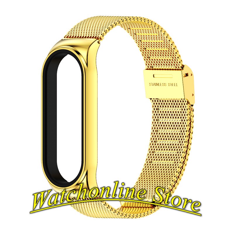 Dây đeo kim loại mắt lưới Xiaomi Mi band 7 / Miband 7 hiệu Mijobs khóa bấm