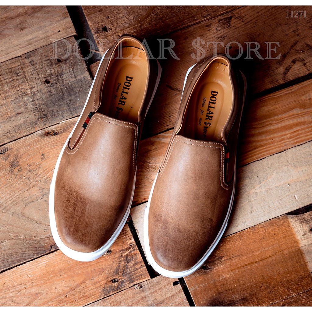 Giày lười Slip on H371 da bò cao cấp bảo hành da chính hãng 06 tháng