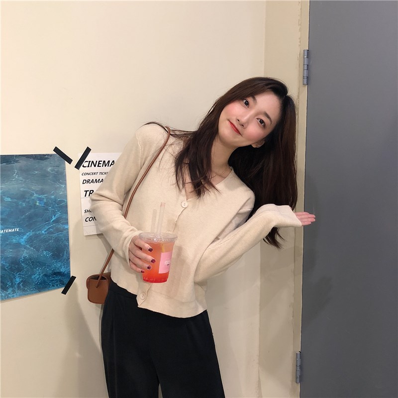 Áo Cardigan Dệt Kim Tay Dài Phong Cách Hàn Quốc Cho Nữ