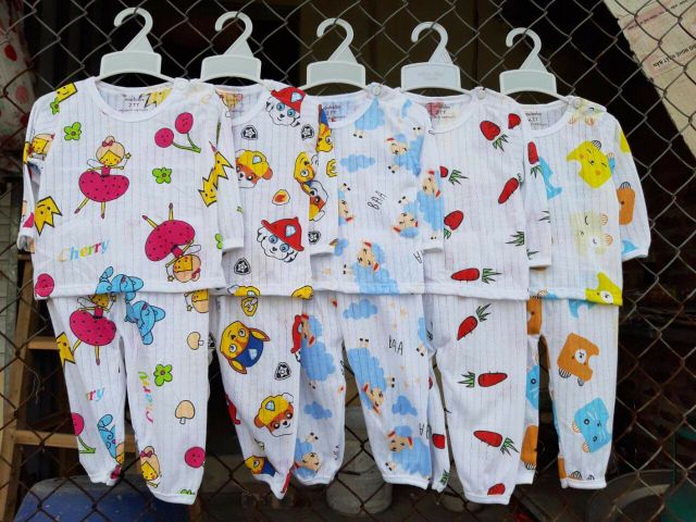 bộ cotton giấy thông hơi dài tay cho bé