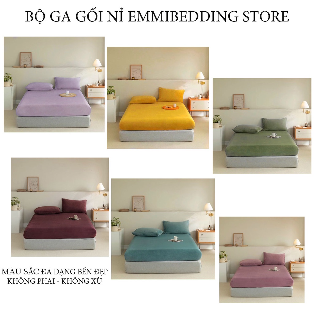 Bộ ga gối nỉ EMMIBEDDING STORE miễn phí bo chun và làm ga phủ theo yêu cầu