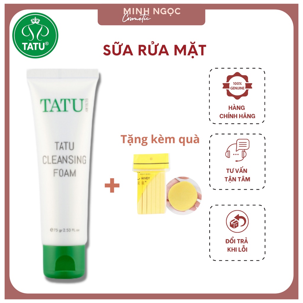 Sữa rửa mặt Tatu dành cho da nhạy cảm làm sạch mụn và trắng da 75 ml