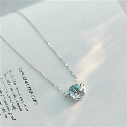 (FREE SHIP)Dây chuyền bạc S925 mặt đá xanh mẫu mới thiết kế tinh tế cực xinh