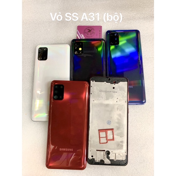 vỏ samsung A31 (bộ) : bao gồm nắp lưng , khung sườn , kính camera , nút nguồn , nút âm lượng , khay sim nhé!