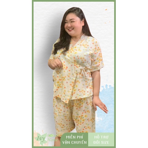 Bộ Mặc Nhà Nữ Ngắn ♥️ Kimono Lụa Mát Thiết Kế ♥️Ivy Sweet Home 45-80kg