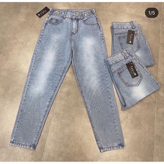 Baggy Jeans Lưng Cao 2 Nút Đai nút