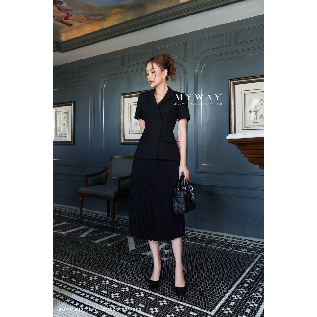 Sét Áo Vest Chân Váy Công Sở MY WAY Dập Ly Sang Trọng 5MVB1043 -5MCXB263